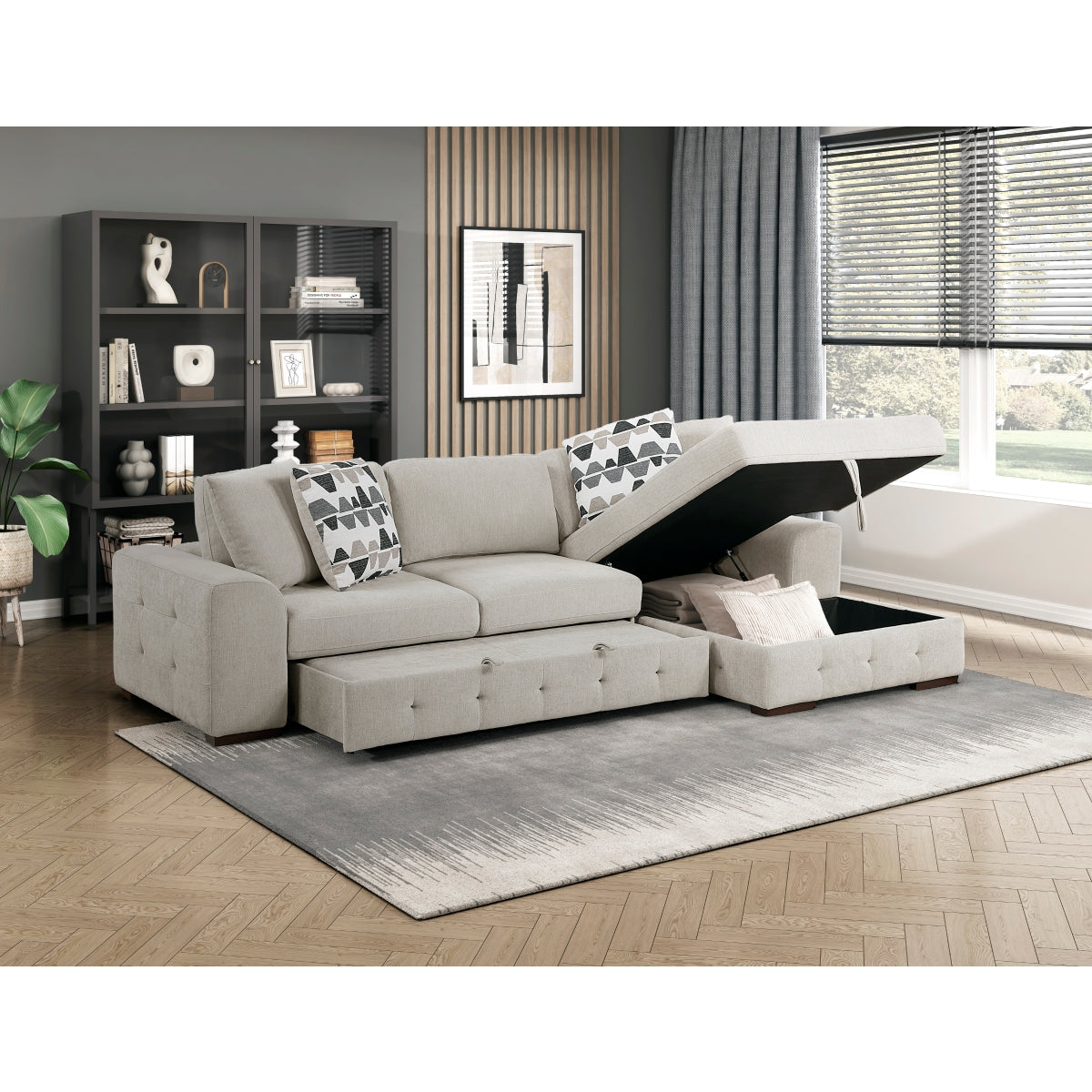 Raife 2-Piece Sectional with Right Chaise and Pull-out Bed