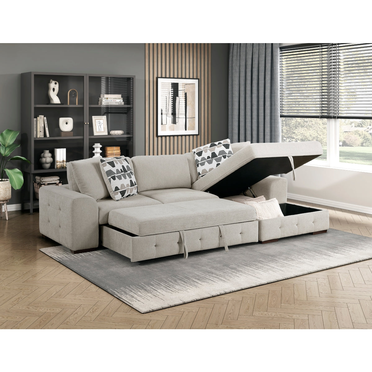 Raife 2-Piece Sectional with Right Chaise and Pull-out Bed