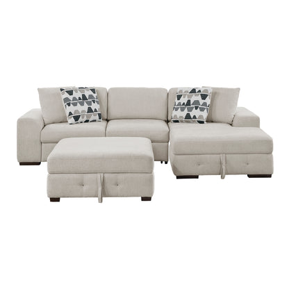 Raife 3-Piece Sectional with Right Chaise, Pull-out Bed and Ottoman