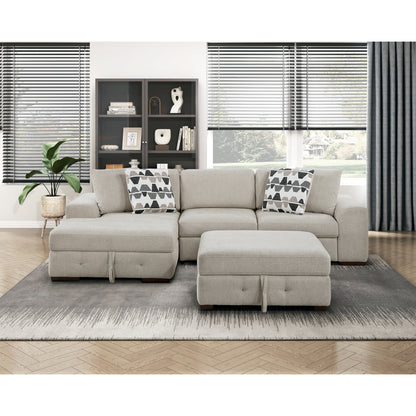 Raife 3-Piece Sectional with Left Chaise, Pull-out Bed and Ottoman