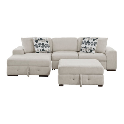 Raife 3-Piece Sectional with Left Chaise, Pull-out Bed and Ottoman