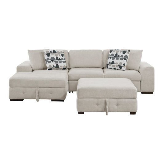 Raife 3-Piece Sectional with Left Chaise, Pull-out Bed and Ottoman