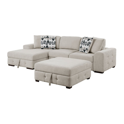 Raife 3-Piece Sectional with Left Chaise, Pull-out Bed and Ottoman