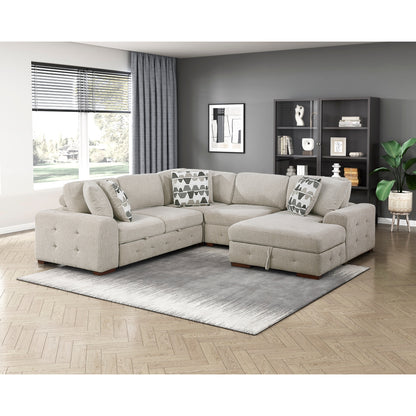 Raife 4-Piece Sectional with Right Chaise and Pull-out Bed