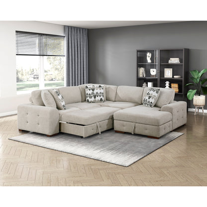 Raife 4-Piece Sectional with Right Chaise and Pull-out Bed