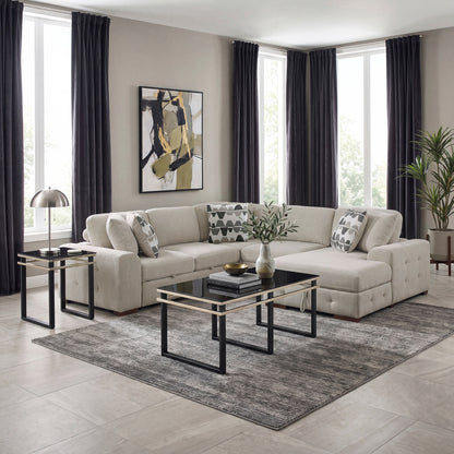 Raife 4-Piece Sectional with Right Chaise and Pull-out Bed