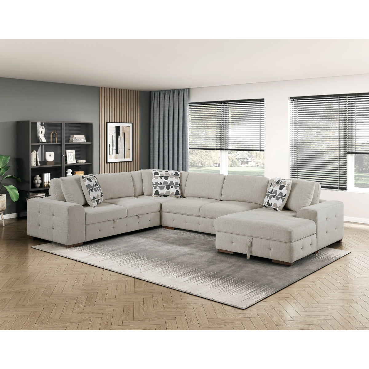 Raife 4-Piece Sectional with Right Chaise and Pull-out Bed