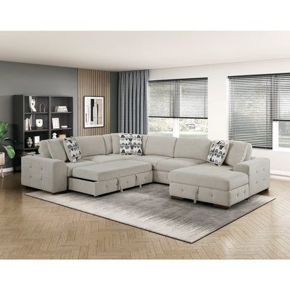 Raife 4-Piece Sectional with Right Chaise and Pull-out Bed