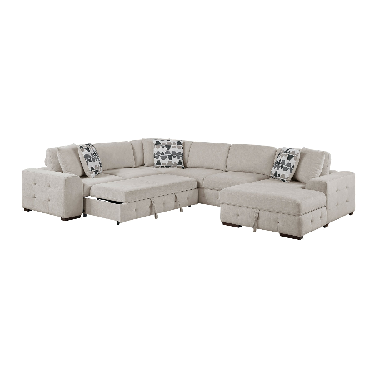 Raife 4-Piece Sectional with Right Chaise and Pull-out Bed