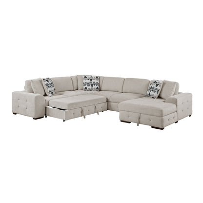 Raife 4-Piece Sectional with Right Chaise and Pull-out Bed