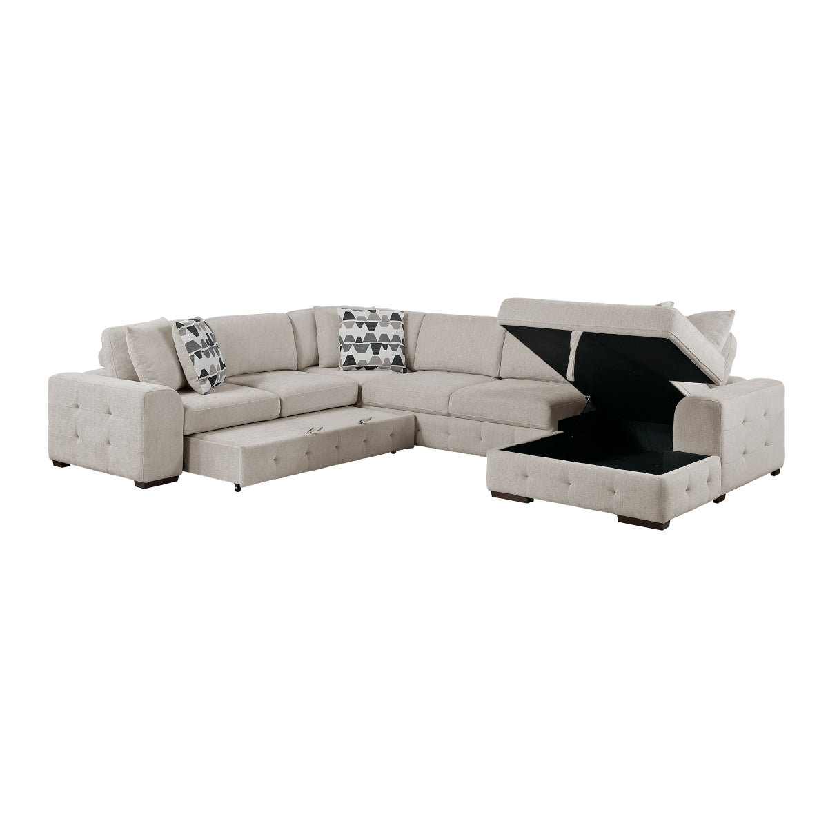 Raife 4-Piece Sectional with Right Chaise and Pull-out Bed