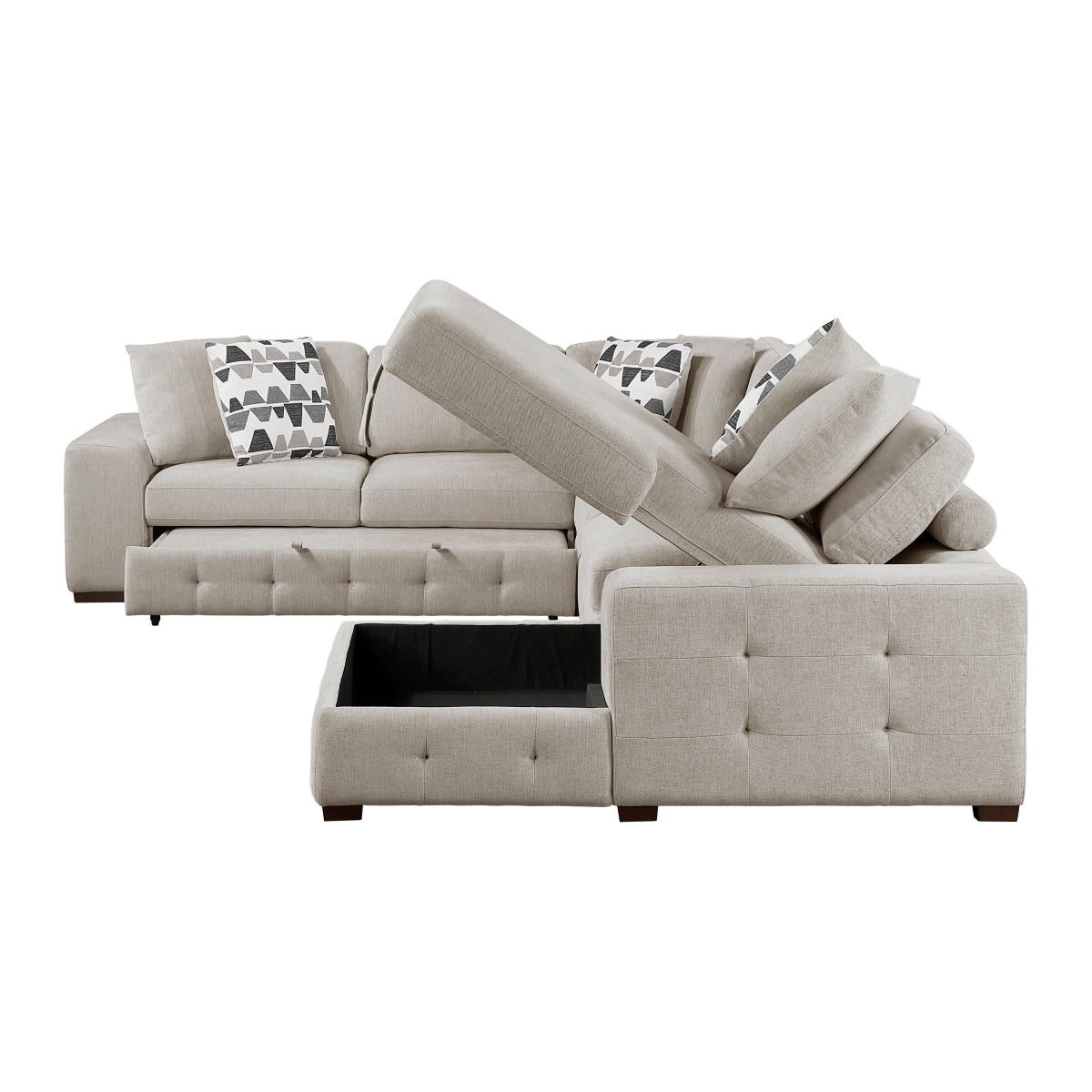 Raife 4-Piece Sectional with Right Chaise and Pull-out Bed
