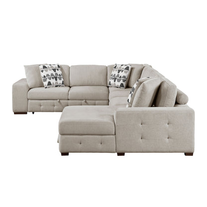 Raife 4-Piece Sectional with Right Chaise and Pull-out Bed