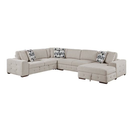 Raife 4-Piece Sectional with Right Chaise and Pull-out Bed