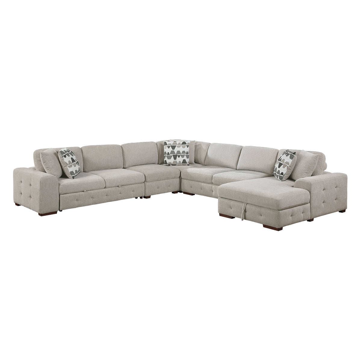 Raife 5-Piece Sectional with Right Chaise and Pull-out Bed
