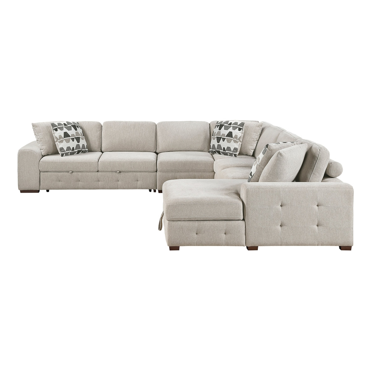 Raife 5-Piece Sectional with Right Chaise and Pull-out Bed