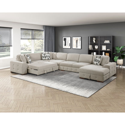 Raife 5-Piece Sectional with Right Chaise and Pull-out Bed