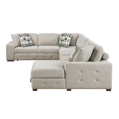 Raife 5-Piece Sectional with Right Chaise and Pull-out Bed