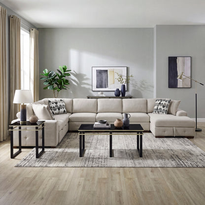 Raife 5-Piece Sectional with Right Chaise and Pull-out Bed