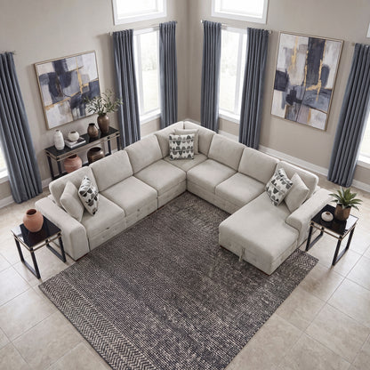 Raife 5-Piece Sectional with Right Chaise and Pull-out Bed