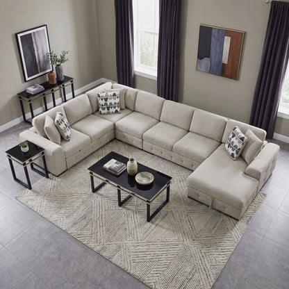 Raife 5-Piece Sectional with Right Chaise and Pull-out Bed