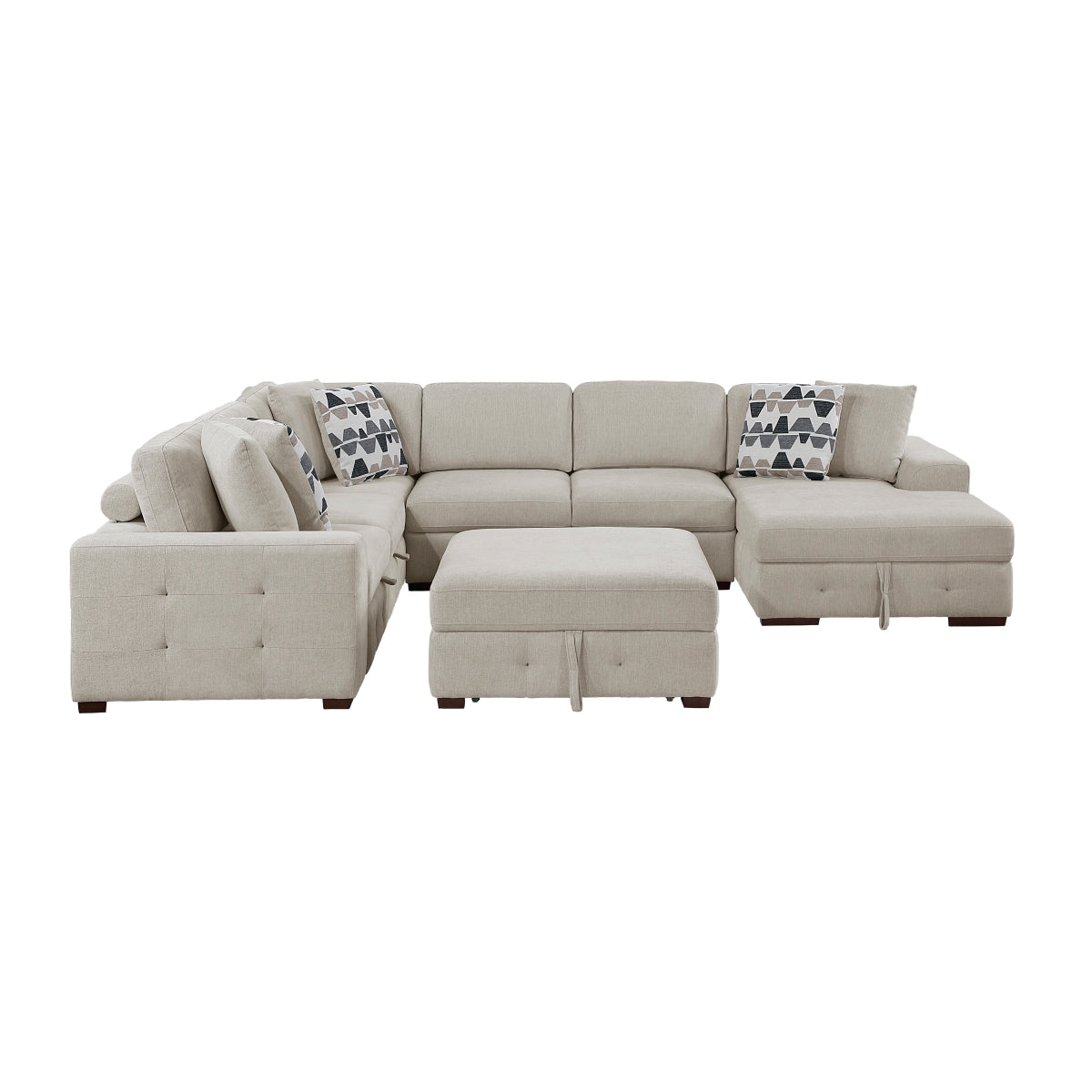 Raife 5-Piece Sectional with Right Chaise, Pull-out Bed and Ottoman