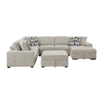 Raife 5-Piece Sectional with Right Chaise, Pull-out Bed and Ottoman