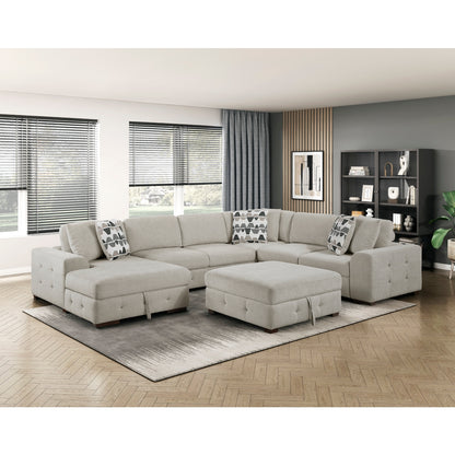 Raife 5-Piece Sectional with Left Chaise, Pull-out Bed and Ottoman