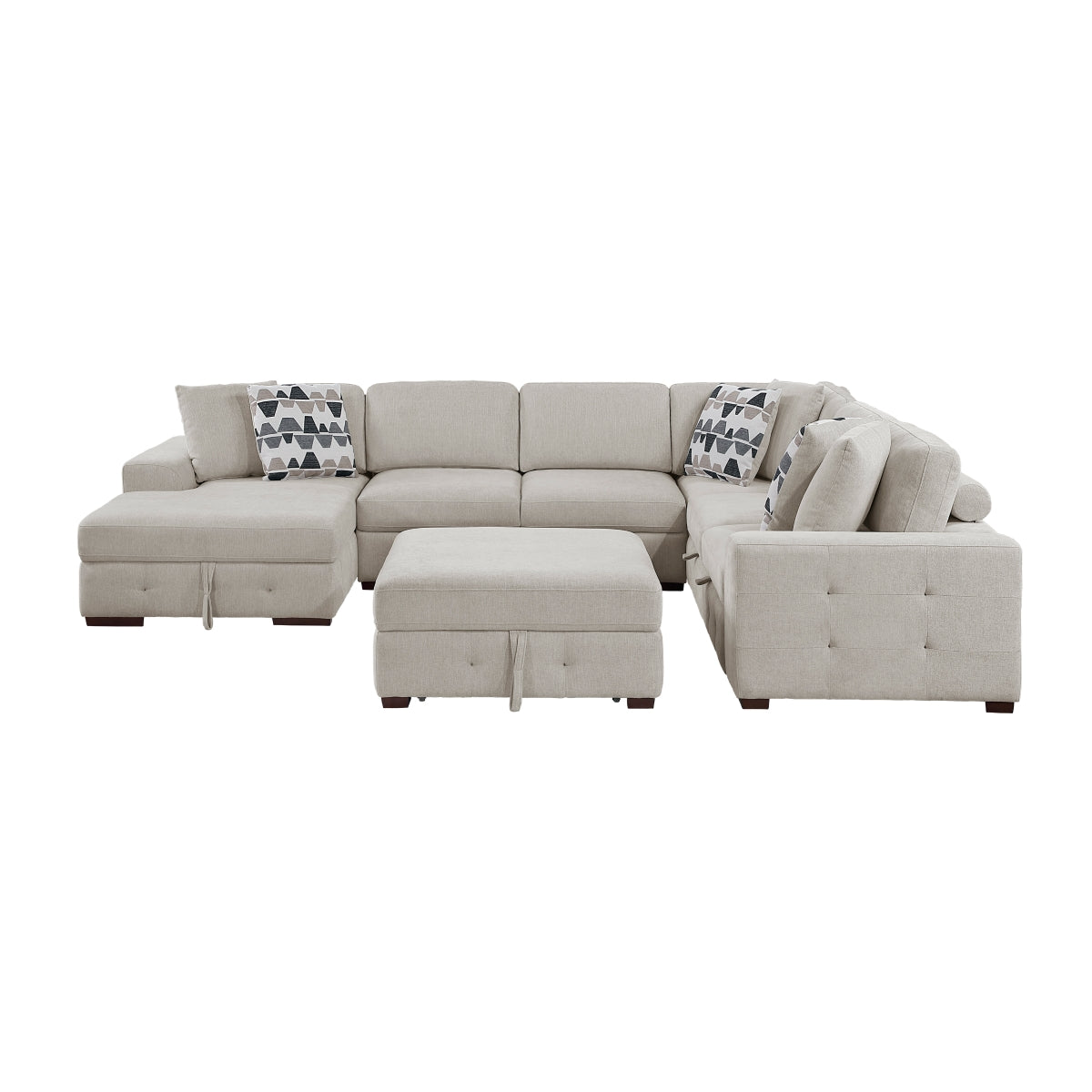 Raife 5-Piece Sectional with Left Chaise, Pull-out Bed and Ottoman