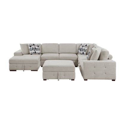 Raife 5-Piece Sectional with Left Chaise, Pull-out Bed and Ottoman