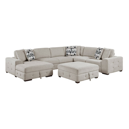 Raife 5-Piece Sectional with Left Chaise, Pull-out Bed and Ottoman