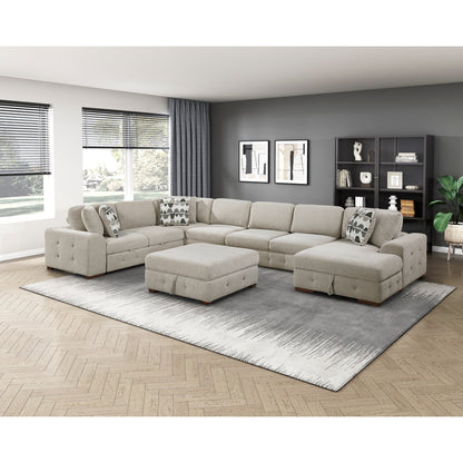 Raife 6-Piece Sectional with Right Chaise, Pull-out Bed and Ottoman