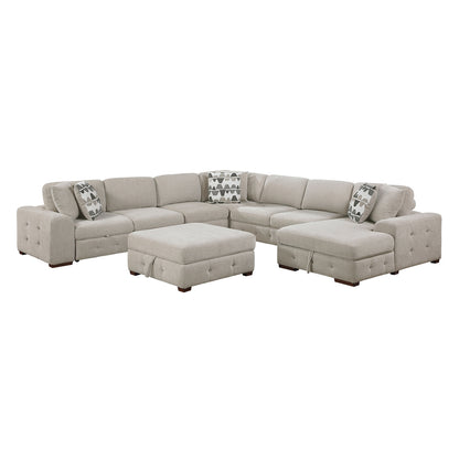 Raife 6-Piece Sectional with Right Chaise, Pull-out Bed and Ottoman