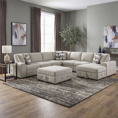 Raife 6-Piece Sectional with Right Chaise, Pull-out Bed and Ottoman