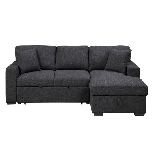 Pompano Sectional with Right Chaise, Pull-out Bed, Hidden Storage and Shelves, Charging Ports