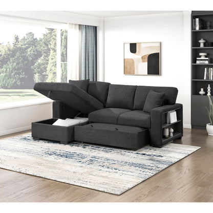Pompano Sectional with Left Chaise, Pull-out Bed and Hidden Storage, Charging Ports