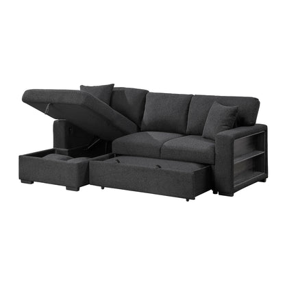 Pompano Sectional with Left Chaise, Pull-out Bed and Hidden Storage, Charging Ports