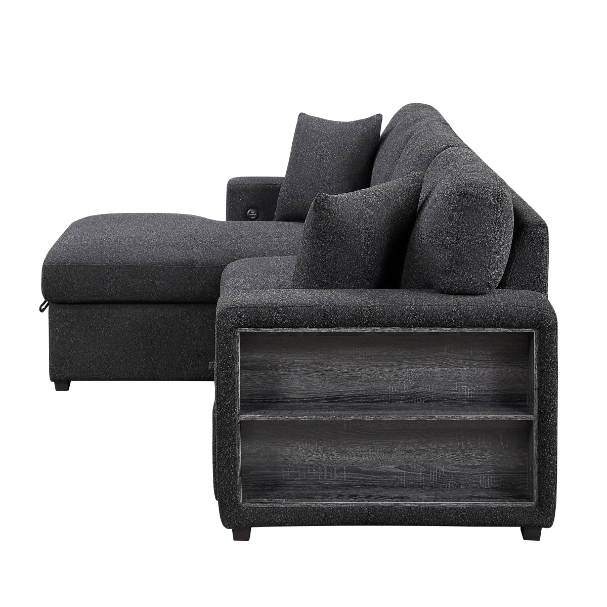 Pompano Sectional with Left Chaise, Pull-out Bed and Hidden Storage, Charging Ports