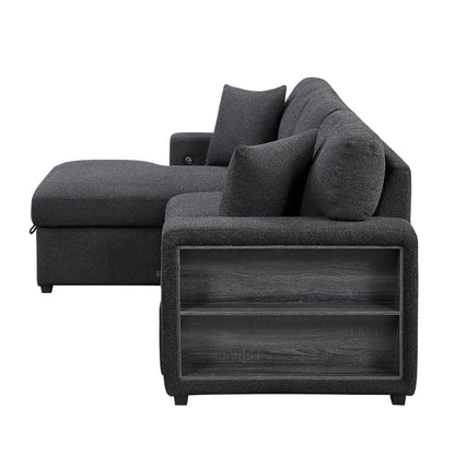 Pompano Sectional with Left Chaise, Pull-out Bed and Hidden Storage, Charging Ports