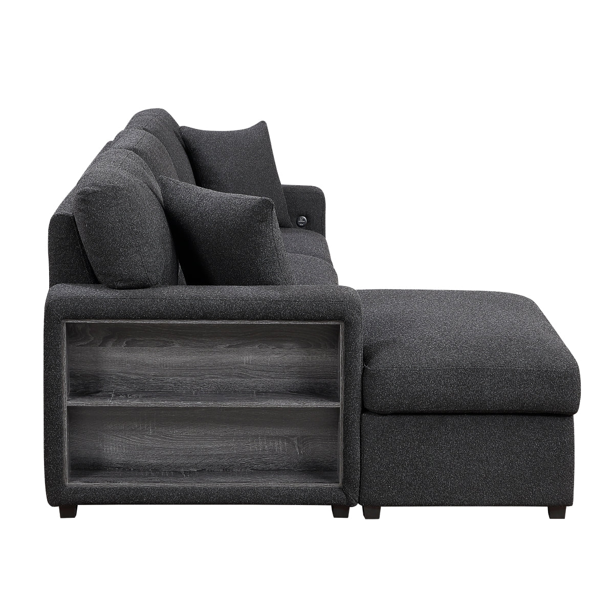 Pompano Sectional with Left Chaise, Pull-out Bed and Hidden Storage, Charging Ports