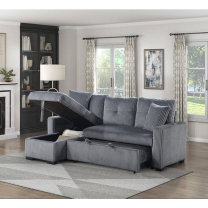 Rhett 3-Piece Reversible Sectional with Pull-out Bed and Hidden Storage