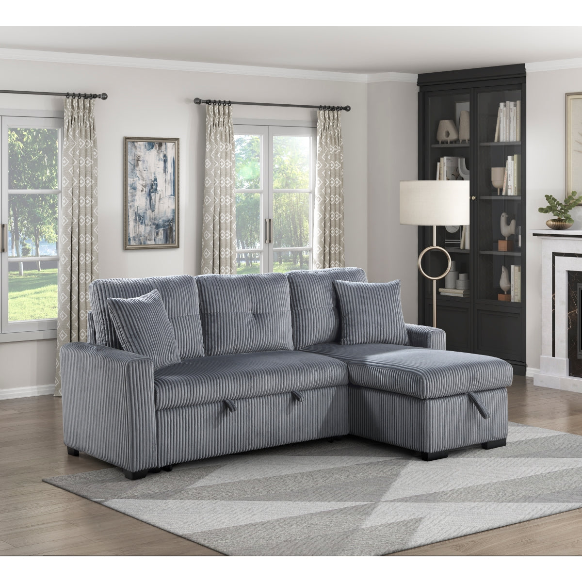 Rhett 3-Piece Reversible Sectional with Pull-out Bed and Hidden Storage