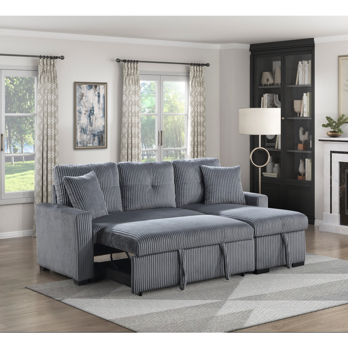 Rhett 3-Piece Reversible Sectional with Pull-out Bed and Hidden Storage