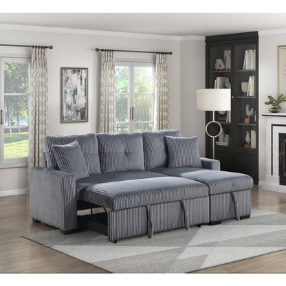 Rhett 3-Piece Reversible Sectional with Pull-out Bed and Hidden Storage