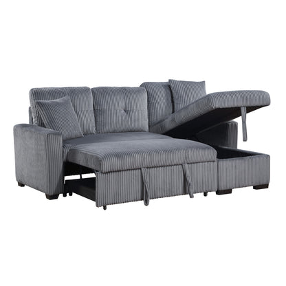 Rhett 3-Piece Reversible Sectional with Pull-out Bed and Hidden Storage