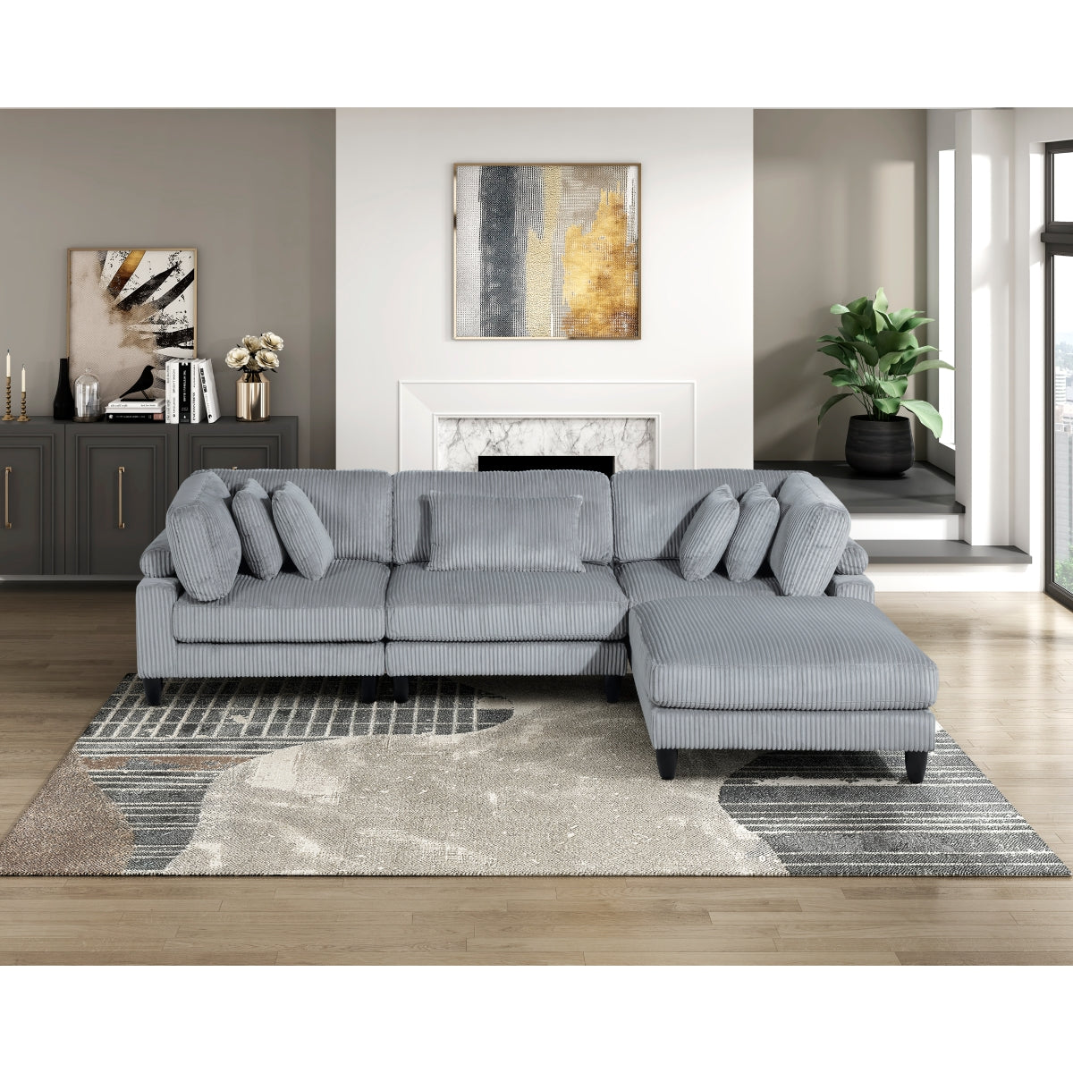 Robstown 4-Piece Modular Sectional with Ottoman