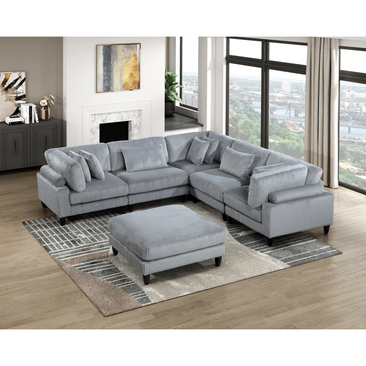 Robstown 6-Piece Modular Sectional with Ottoman