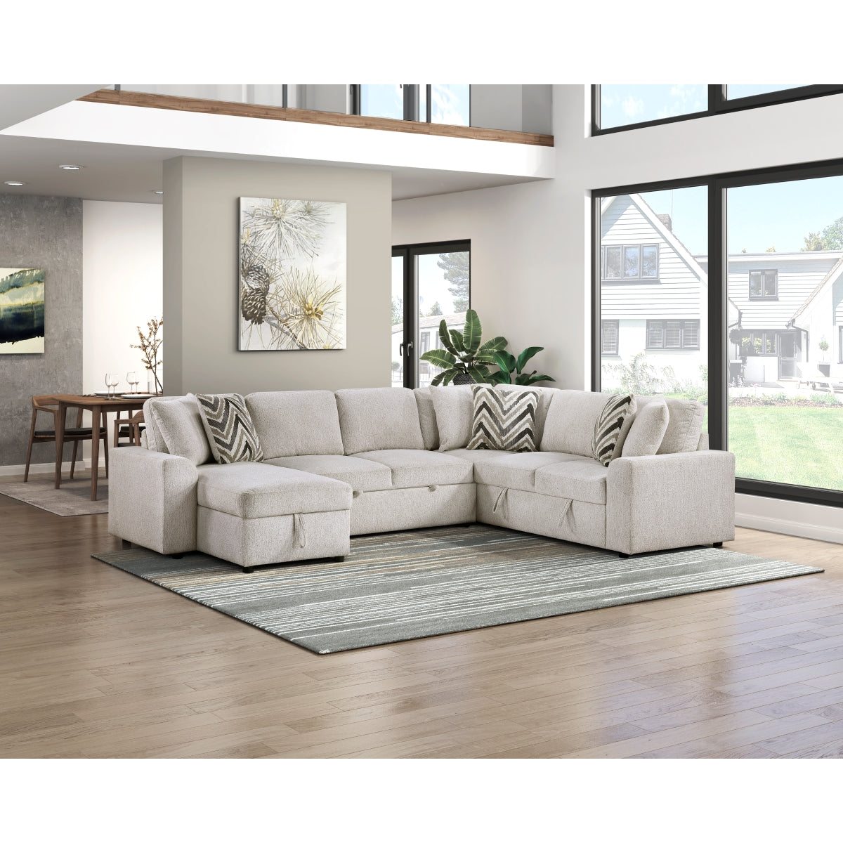 Myrtle 3-Piece Sectional with Pull-out Bed and Hidden Storage