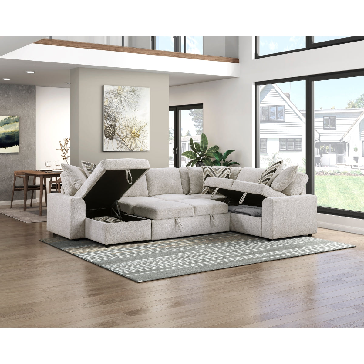Myrtle 3-Piece Sectional with Pull-out Bed and Hidden Storage