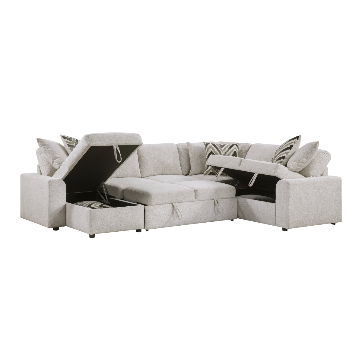 Myrtle 3-Piece Sectional with Pull-out Bed and Hidden Storage
